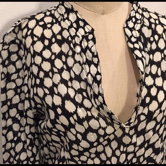 ❌SOLD❌Tory Burch black & white leopard print tunic - Picture 2 of 4