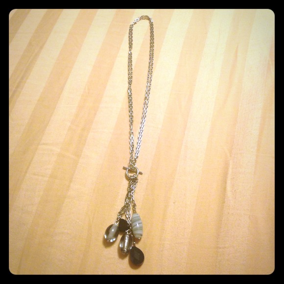 Lia Sophia silver necklace with blue beads