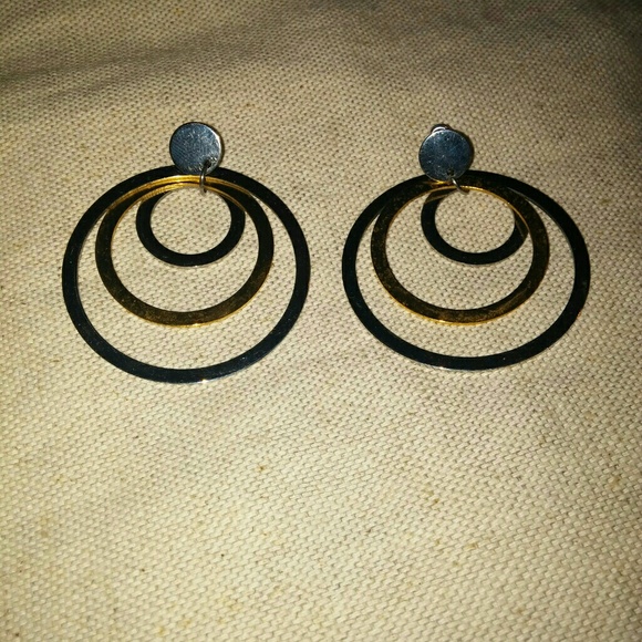 J Crew 2 Tone Silver & Gold Dimensional Earrings - Picture 3 of 3