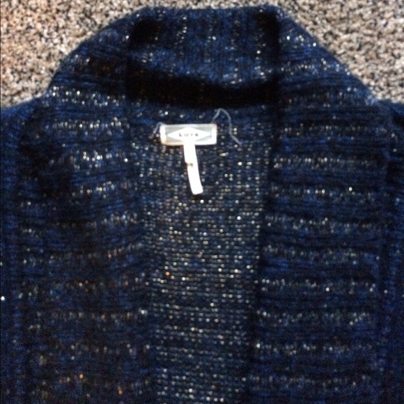 🚫SOLD🚫Blue Metallic Cardigan - Picture 2 of 3