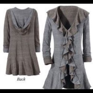 Reversible hooded ruffle jacket