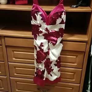 Macys Beautiful satin dress with roses