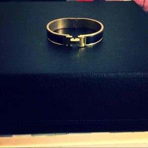 H bangle black and gold accent