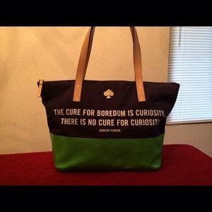 EUC Kate Spade tote Navy/Kelly Green