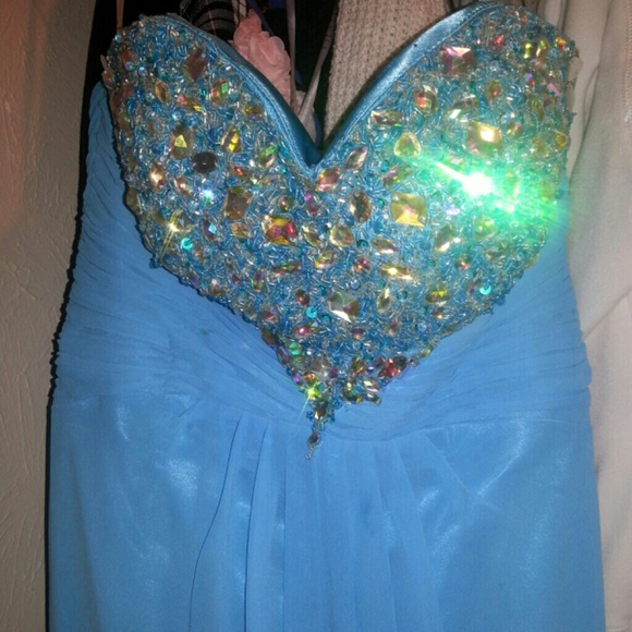 Long Bridesmaid or Prom turquoise dress