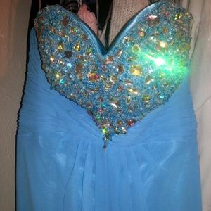 Long Bridesmaid or Prom turquoise dress