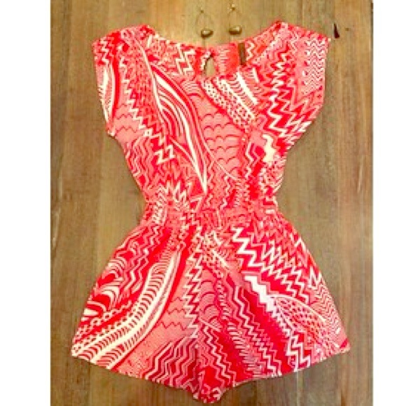 Red and White Romper