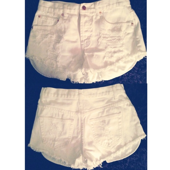 White denim shorts
