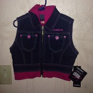 Dark pink Denim vest