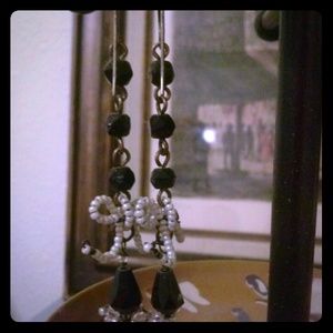 Victorian Jet and Seed Bead Earrings
