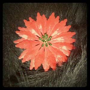 Vintage Red Poinsettia Pin