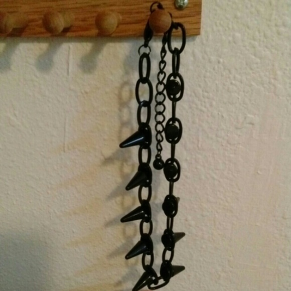 Black Acrylic Spike Necklace