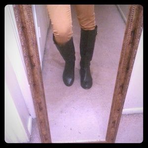 Genuine leather black boots