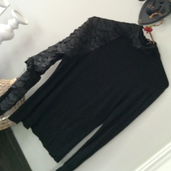 Black leather sleeve shirt