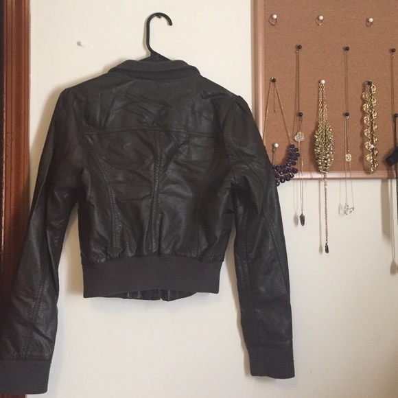 Brown Faux Leather Jacket - Picture 2 of 3