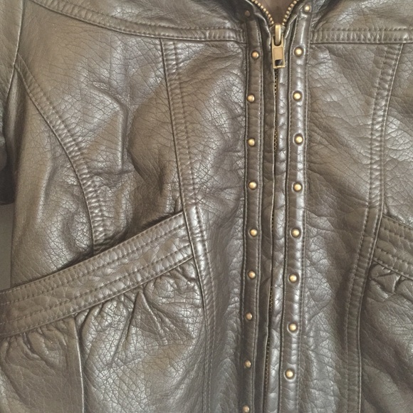Brown Faux Leather Jacket - Picture 3 of 3