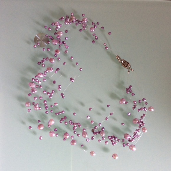 Purple authentic pearl necklace