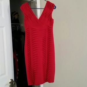 V neck red dress