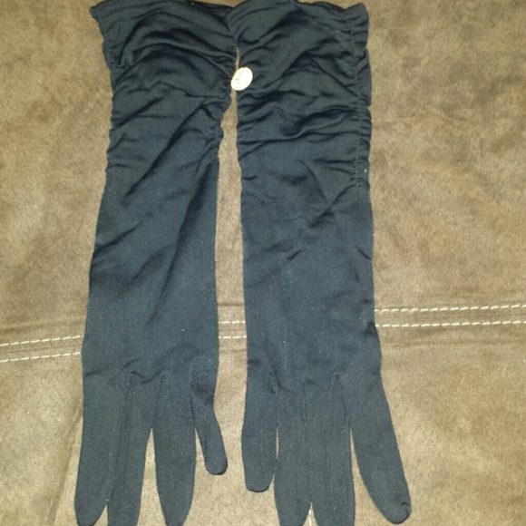 Authentic black vintage elbow length gloves