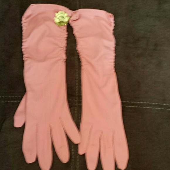 Authentic vintage pink elbow length gloves