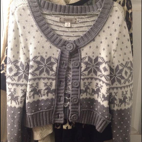 White and Gray Cardigan