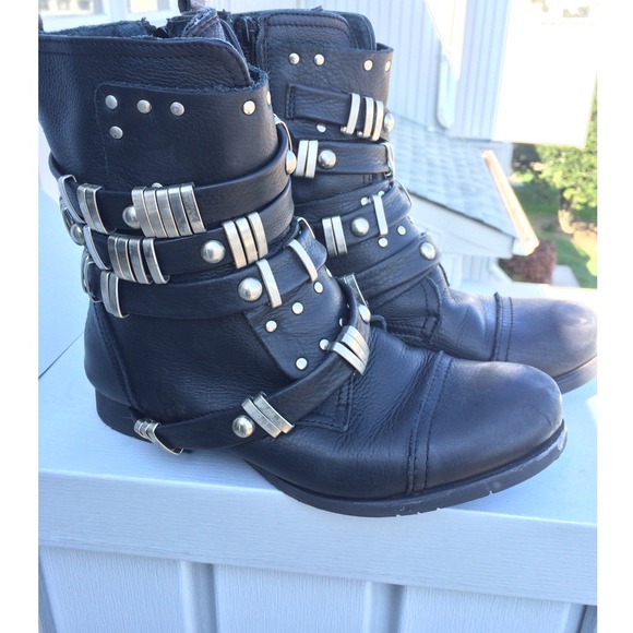 ALDO Chain-Link REAL LEATHER Combat Boot
