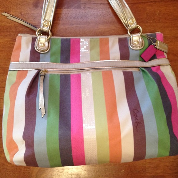 Coach Poppy Legacy Stripe Glam Tote