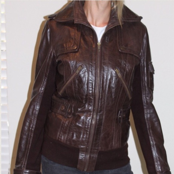 Brown leather jacket