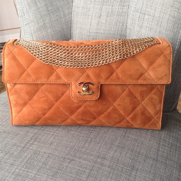 Chanel clutch with gold chain handle