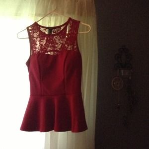 Forever 21 red lace peplum top.