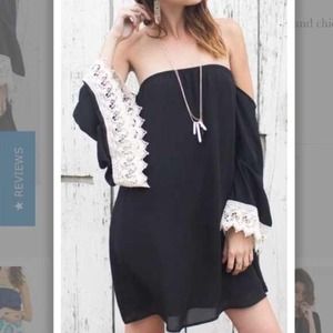 New black lace sleeve dress