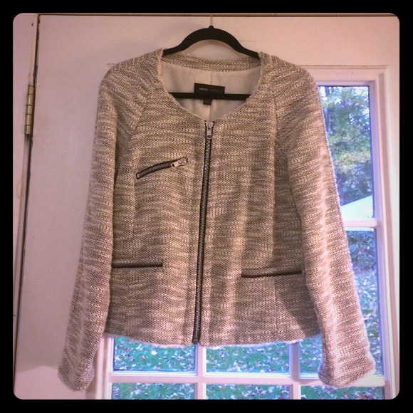 MNG by Mango. Black and white tweed jacket size XL