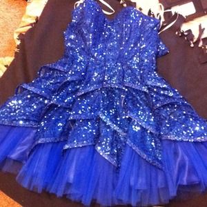 Royal Blue Short prom dress with sequins