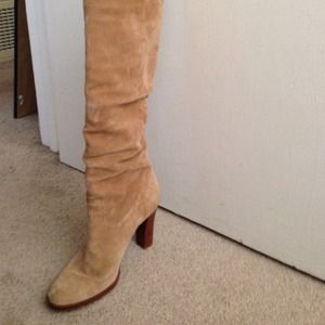 Suede knee high boots 3 inch heel