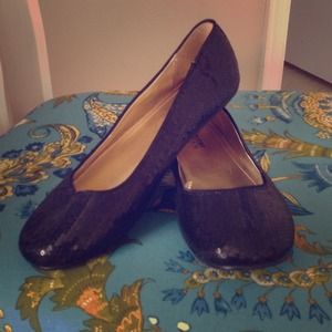 Black sequin sparkly flats ...never worn!!!!