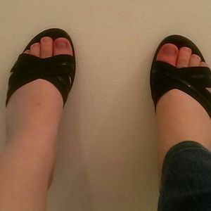 Black backless heels