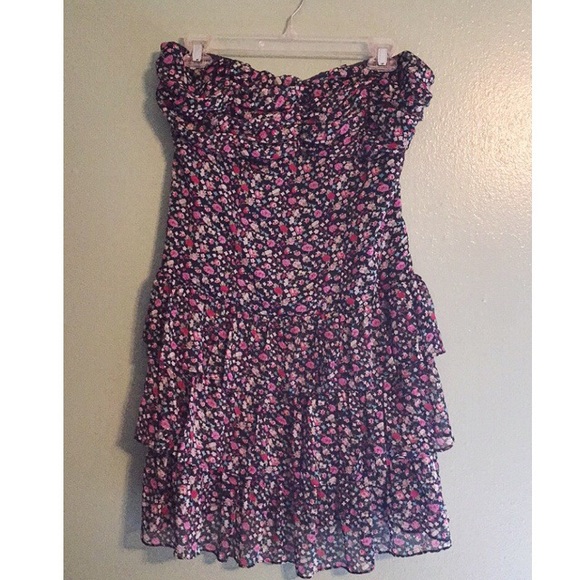 Strapless Chiffon Ruffle Dress💜
