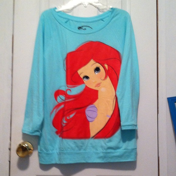 Disney mint colored Ariel 3/4 sleeve sweater