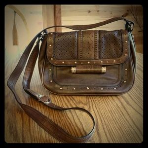 Brown leather crossbody purse