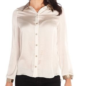 White and gold long sleeve blouse