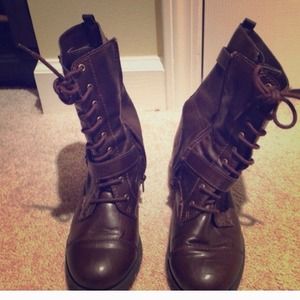 Brown combat boots