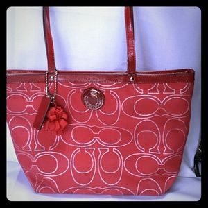 Coach purse tote bag red