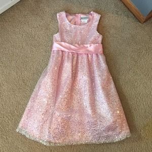 Girls light pink sequin covered dress