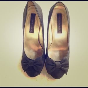 Steven Black Silk Pumps