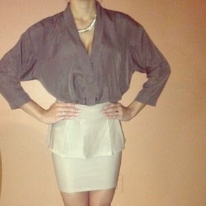 Khaki Beige Peplum Skirt