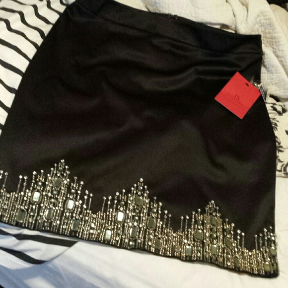 JS Collection Black Satin Skirt