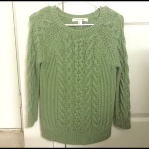 Green cable knit sweater