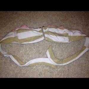 gold and pink and white bikini