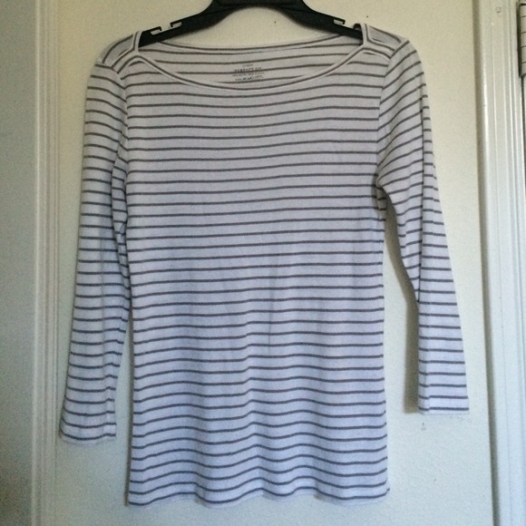 J. Crew Tops - J. Crew Perfect Fit Tee - White and Dark Gray