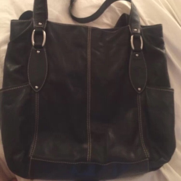 Fossil leather tote
